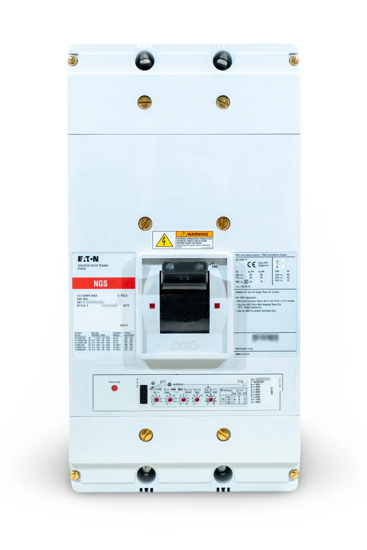 NGS312032E Circuit Breaker 3 Pole 1200 Amp Eaton Cutler-Hammer LSI