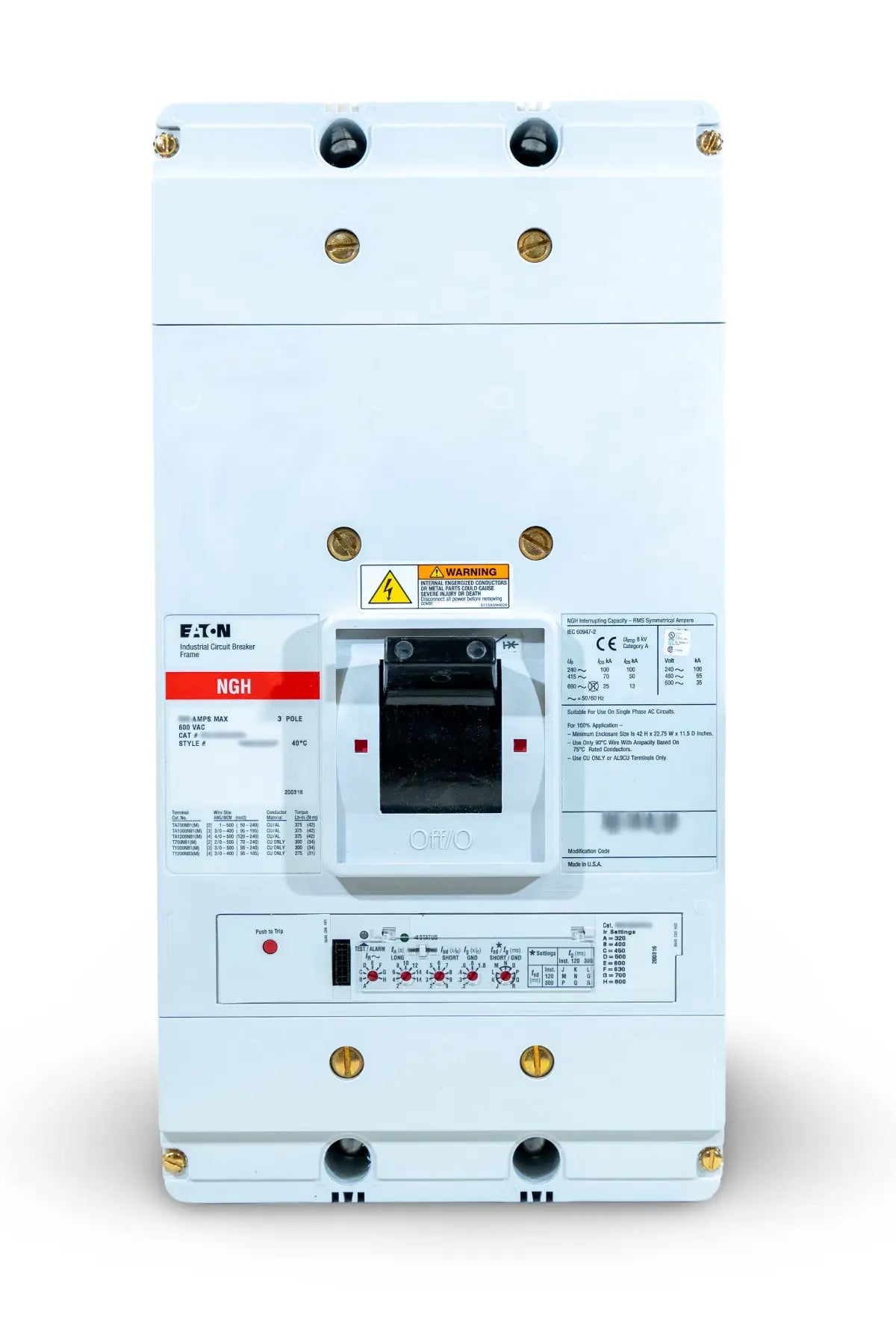 NGH312032EC Circuit Breaker 3 Pole 1200 Amp Eaton Cutler-Hammer LSI